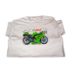 Camiseta Estampada Motocicleta Kawasaki Ninja ZX-10R 100% Algodón