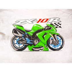 Camiseta Estampada Motocicleta Kawasaki Ninja ZX-10R 100% Algodón